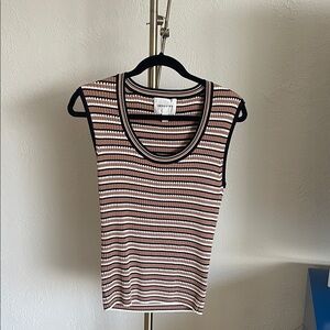 Industry Striped Tan Sleeveless Sweater Vest